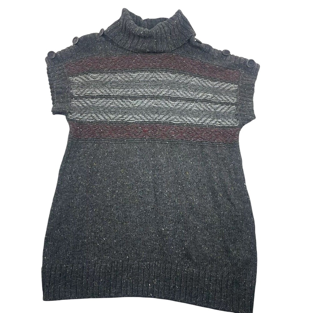 Women's Gray and Brown Turtleneck Sweater